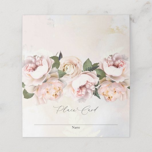 Blush Pink Floral Party Place Card Plaatskaartje (Buitenkant ongevouwen)