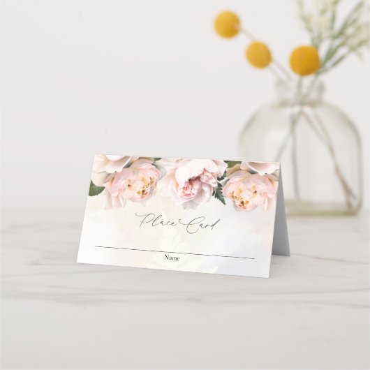 Blush Pink Floral Party Place Card Plaatskaartje (Voorkant)