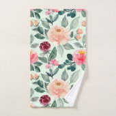 Blush Pink Floral Pattern Mint Bad Handdoek (Handdoek)