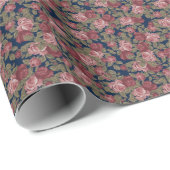 Blush Pink Floral Pattern on Burgundy Background Cadeaupapier (Rol Hoek)