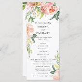 Blush Pink Floral Peony huwelijksceremonie program Programmakaart (Voorkant / Achterkant)