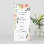 Blush Pink Floral Peony huwelijksceremonie program Programmakaart (Staand voorkant)