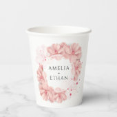 Blush Pink Floral Personalized Weddenschap Papieren Bekers (Achterkant)