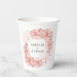 Blush Pink Floral Personalized Weddenschap Papieren Bekers