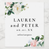 Blush Pink Floral Personalized Weddenschap Wijn Etiket (Enkel label)