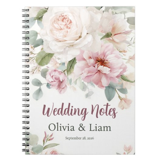 Blush Pink Floral Personalized Wedding Planner Notitieboek (Voorkant)