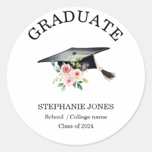 Blush Pink Floral Pet Afstuderen Sticker