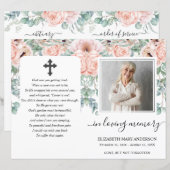 Blush Pink Floral Photo Funeral Full Programme (Voorkant / Achterkant)