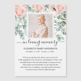 Blush Pink Floral Photo Funeral Prayer Card