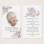 Blush Pink Floral Photo Funeral Prayer Card Visitekaartje (Voorkant /achterkant)