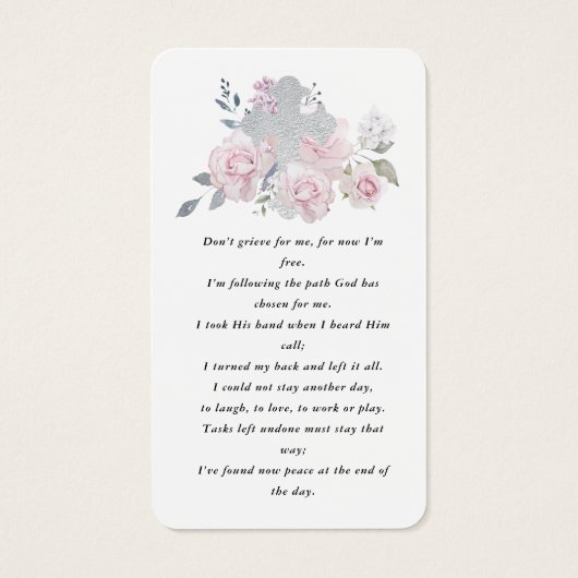Blush Pink Floral Photo Funeral Prayer Card Visitekaartje (Achterkant)