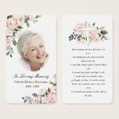 Blush Pink Floral Photo Funeral Prayer Card Visitekaartje (Voorkant /achterkant)