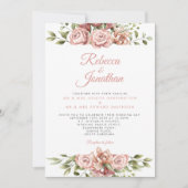 Blush Pink Floral Photo Weddenschap Kaart (Voorkant)