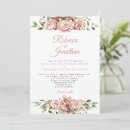 Blush Pink Floral Photo Weddenschap Kaart