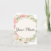 Blush Pink Floral Photo Wedding Invitation with Go Kaart (Achterkant)