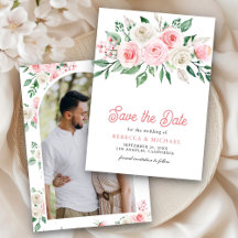Blush Pink Floral Photo Wedding