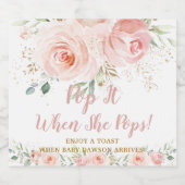 Blush Pink Floral Pop als ze Pop Sparkling Wijnetiket (Enkel label)