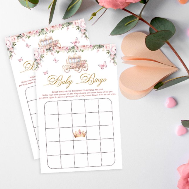Blush Pink Floral Princess Baby shower Bingogame (Creator heeft geüpload)