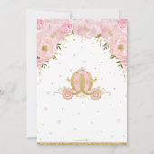 Blush Pink Floral Princess Baby shower Carriage Bedankkaart (Achterkant)