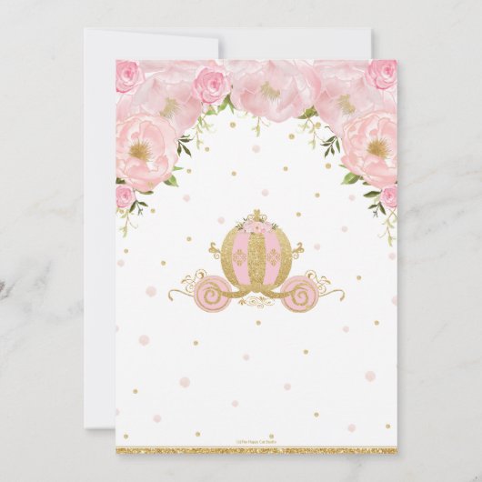 Blush Pink Floral Princess Baby shower Carriage Bedankkaart (Achterkant)