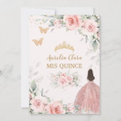 Blush Pink Floral Princess Butterflies Quinceañera Kaart (Achterkant)