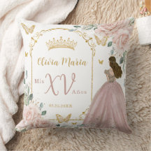 Blush Pink Floral Princess Butterflies Quinceañera