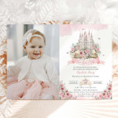 Blush Pink Floral Princess Castle Storybook Foto Kaart