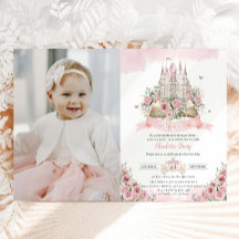 Blush Pink Floral Princess Castle Storybook Foto