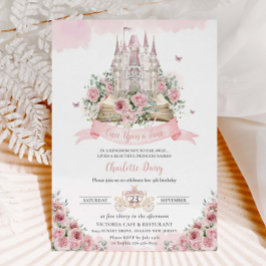 Blush Pink Floral Princess Castle Storybook Kaart
