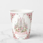 Blush Pink Floral Princess Castle Verhalenboek Papieren Bekers (Voorkant)