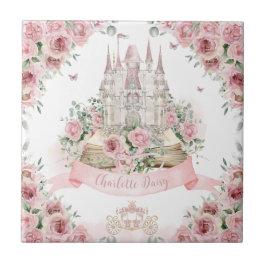 Blush Pink Floral Princess Castle Verhalenboek Tegeltje