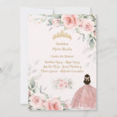 Blush Pink Floral Princess Cincoañera 5e verjaarda Kaart (Achterkant)