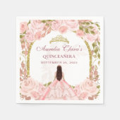 Blush Pink Floral Princess Gold Arch Quinceanera Servet (Voorkant)