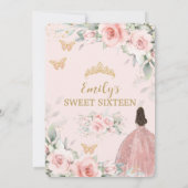 Blush Pink Floral Princess Roos Gold Sweet Sixteen Kaart (Achterkant)