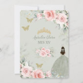 Blush Pink Floral Princess Sage Green Quinceañera Save The Date (Achterkant)