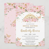 Blush Pink Floral Princess Tiara Vrijgezellenfeest Kaart (Voorkant / Achterkant)