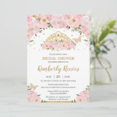 Blush Pink Floral Princess Tiara Vrijgezellenfeest Kaart (Staand voorkant)