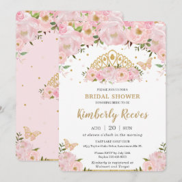 Blush Pink Floral Princess Tiara Vrijgezellenfeest Kaart