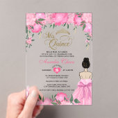 Blush Pink Floral Prinses Mis Quince Quinceañera Acryl Uitnodigingen (Insitu (Draagbaar))