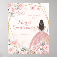 Blush Pink Floral Prinses Quinceañera Welkom