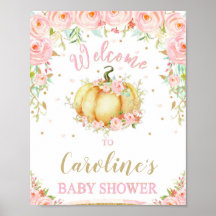 Blush Pink Floral Pumpkin Baby shower Welkomstteke
