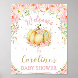 Blush Pink Floral Pumpkin Baby shower Welkomstteke Poster