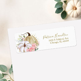 Blush Pink Floral Pumpkin Herfst Vrijgezellenfeest Etiket