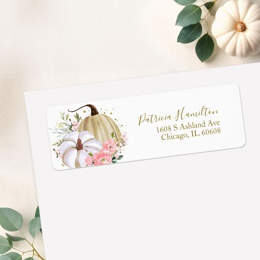 Blush Pink Floral Pumpkin Herfst Vrijgezellenfeest Etiket