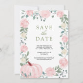Blush Pink Floral Pumpkin Photo Wedding Save The Date (Voorkant)