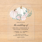 Blush Pink Floral Pumpkin Wedding Acryl Uitnodigingen (Voorkant)