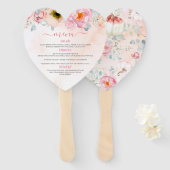 Blush Pink Floral Pumpkins Herfst Party Menu Handwaaier (Voorkant en achterkant)