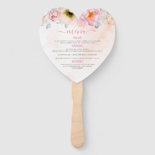 Blush Pink Floral Pumpkins Herfst Party Menu Handwaaier (Voorkant)