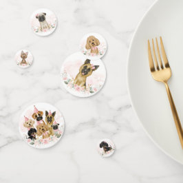 Blush Pink Floral Puppy Dogs Birthday Shower Party Confetti