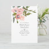 Blush Pink Floral QR Code RSVP Weddenschap Kaart (Staand voorkant)